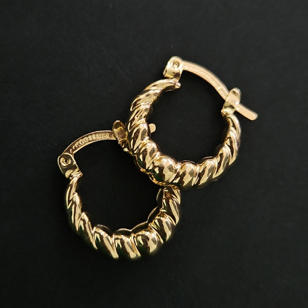 ARETES ARRACADAS TZL HUECAS 14K 1.5 GR (NUEVO)