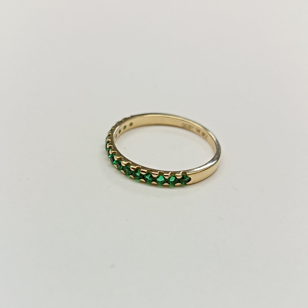 ANILLO ANILLITO MEDIA CHURUMBELA C PDRAS COLOR VERDE 14K 7 TALLA 1.5 GR (NUEVO)