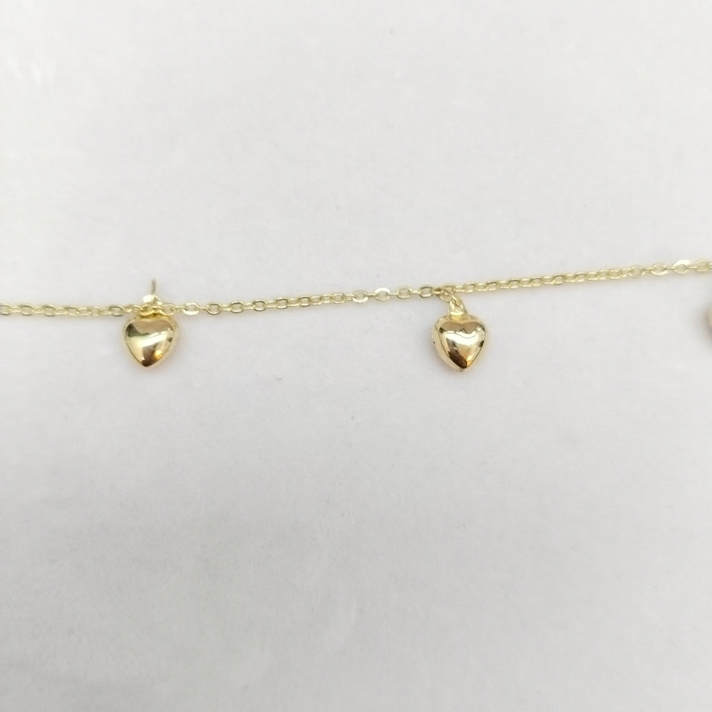 PULSERA ESP CON FIG CORAZONES 14K 18 CM 1.8 GR (NUEVO)