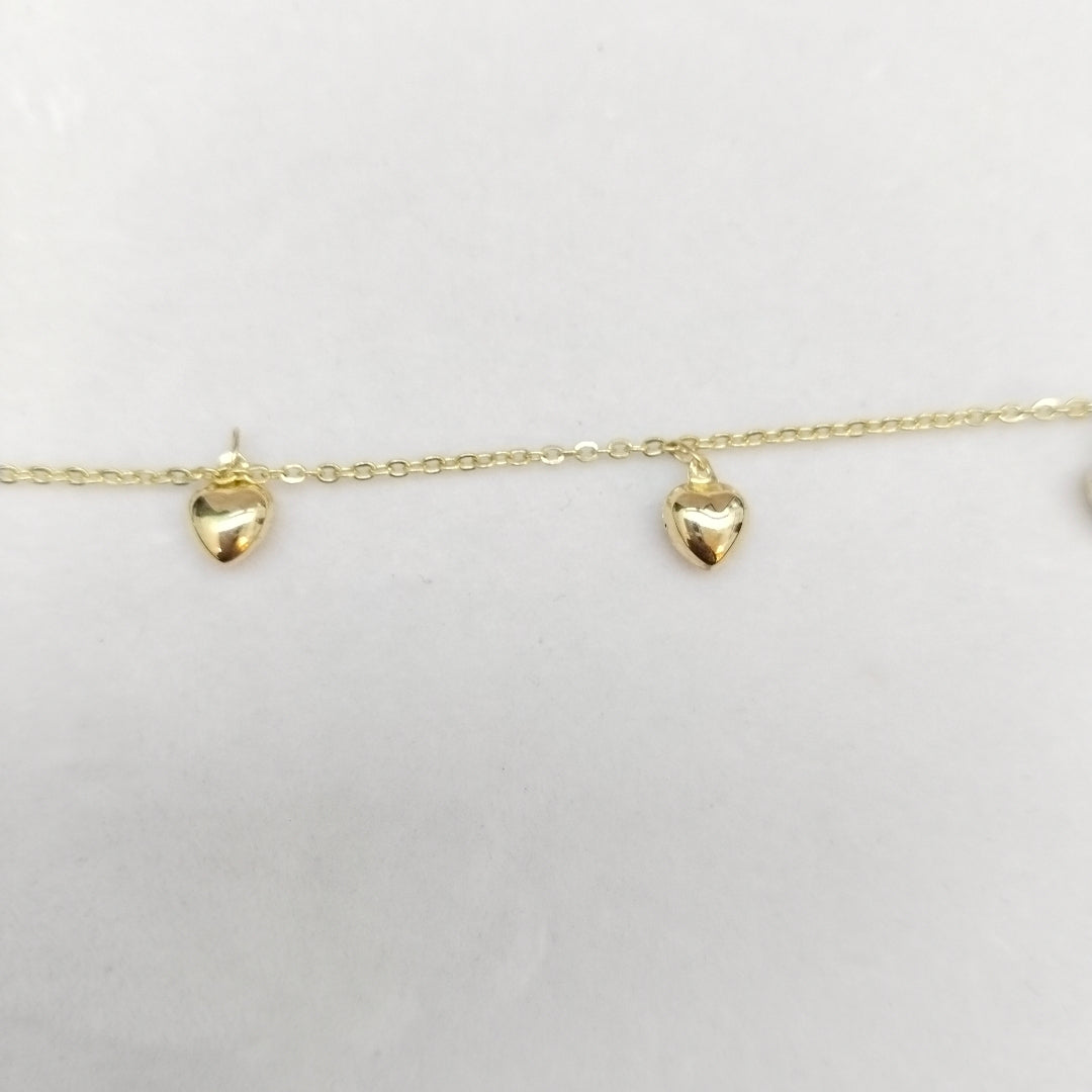 PULSERA ESP CON FIG CORAZONES 14K 18 CM 1.8 GR (NUEVO)