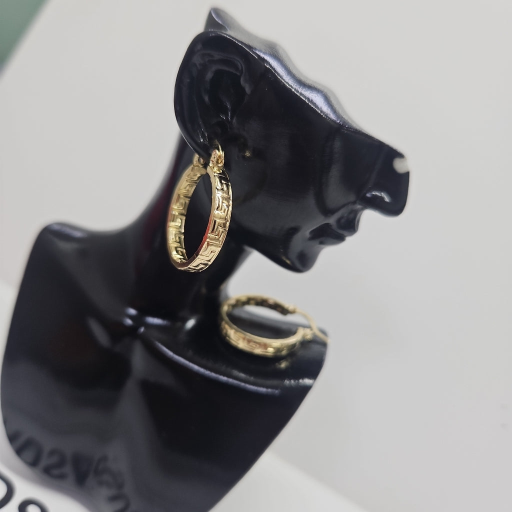 ARETES TEJIDO ARRACADAS TIPO GRECAS 14K 2.1 GR (NUEVO)