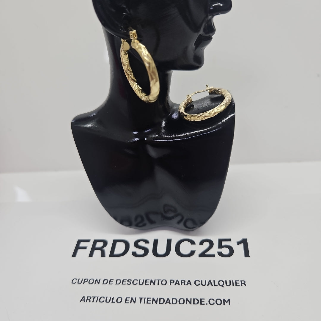 ARETES TEJIDO ARRACADA LABRADA 14K 2.7 GR (NUEVO)