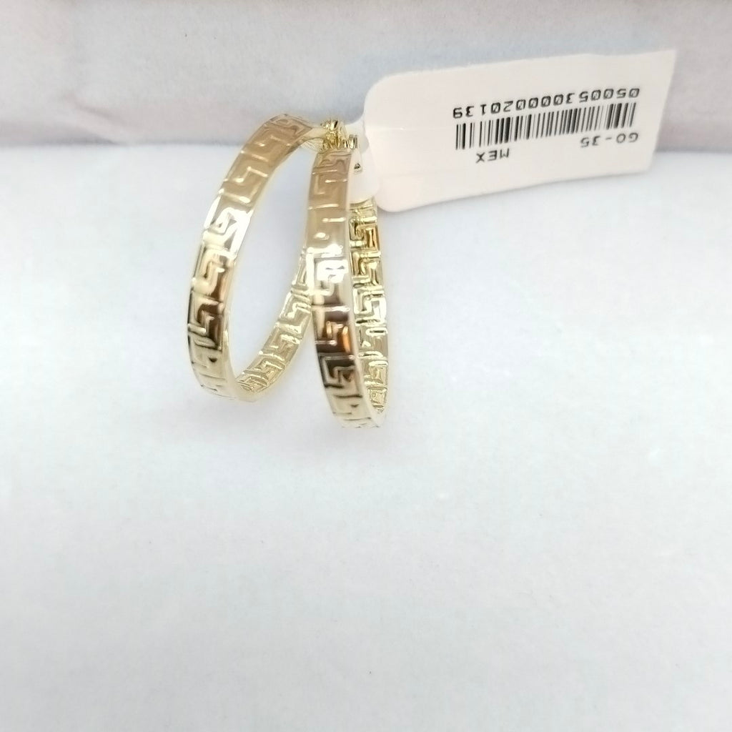 ARETES TEJIDO ARRACADA CON GRECAS 14K 2.6 GR (NUEVO)