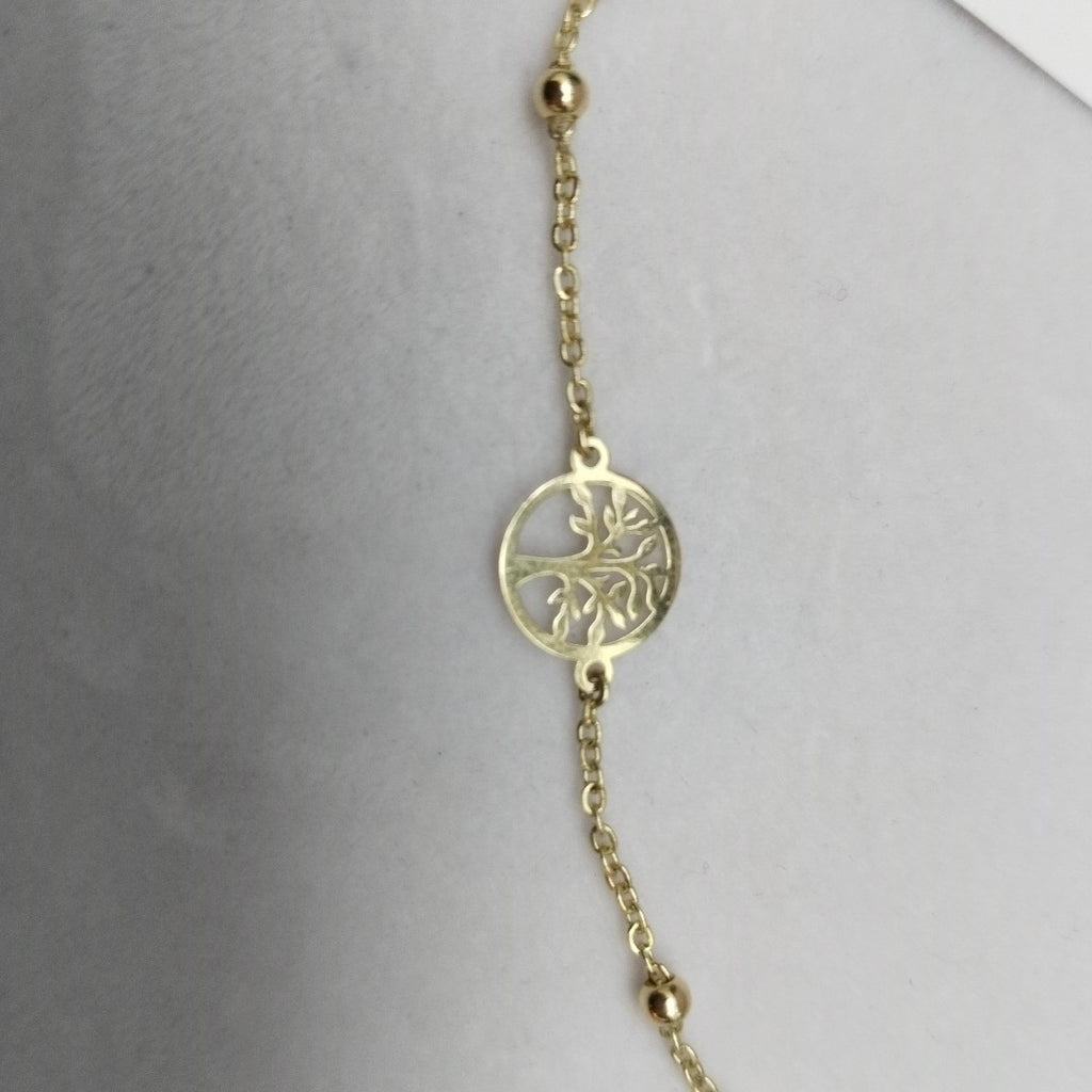 PULSERA TEJIDO ESPECIAL ARBOL 14K 18 CM 1.7 GR (NUEVO)