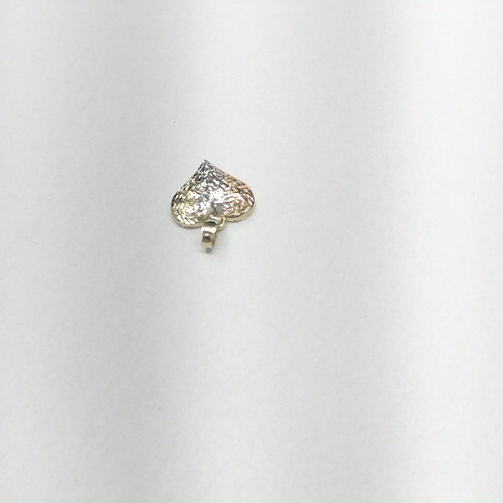 DIJE TEJIDO CORAZON LABRADO COMBINADO 14K 1.2 GR (NUEVO)