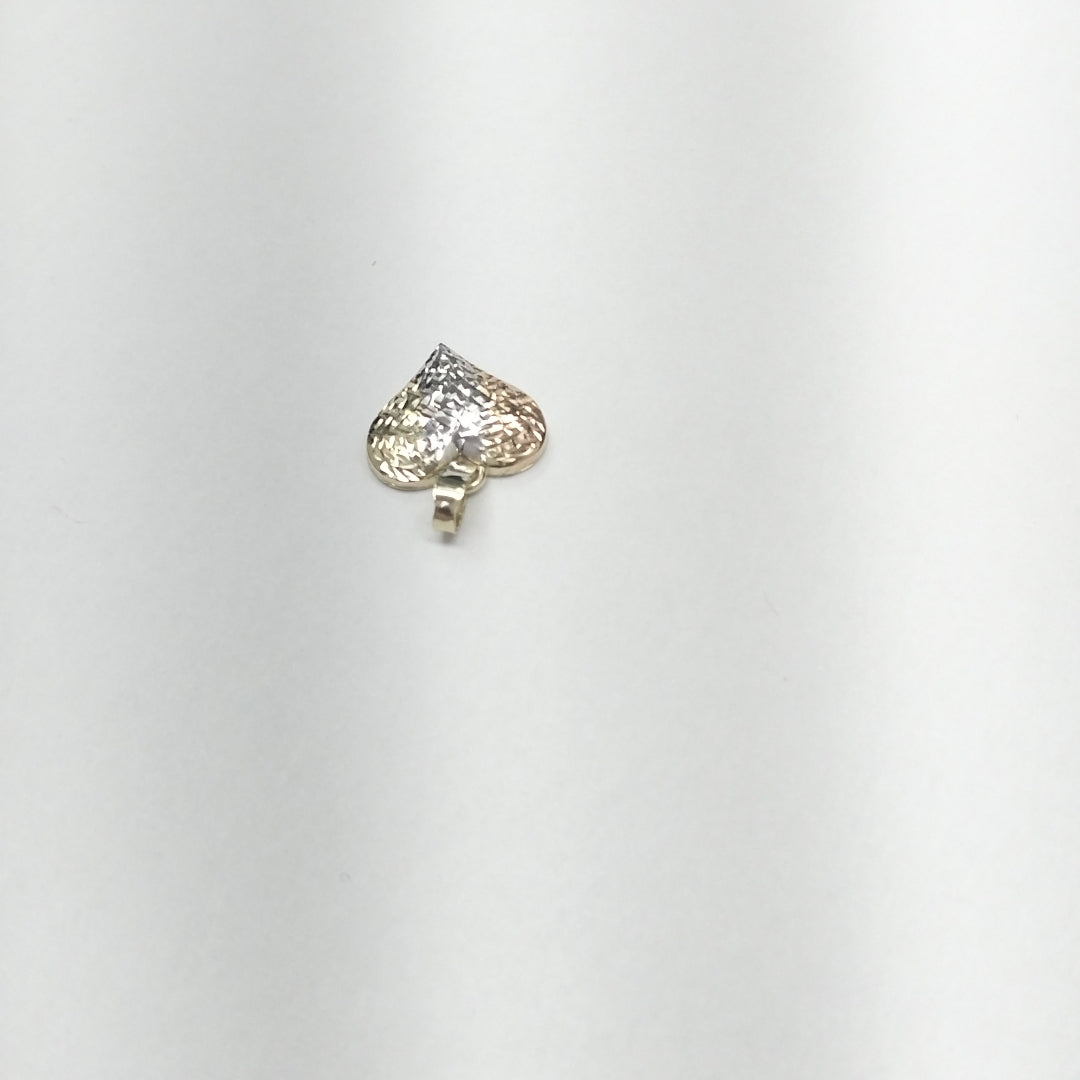 DIJE TEJIDO CORAZON LABRADO COMBINADO 14K 1.2 GR (NUEVO)