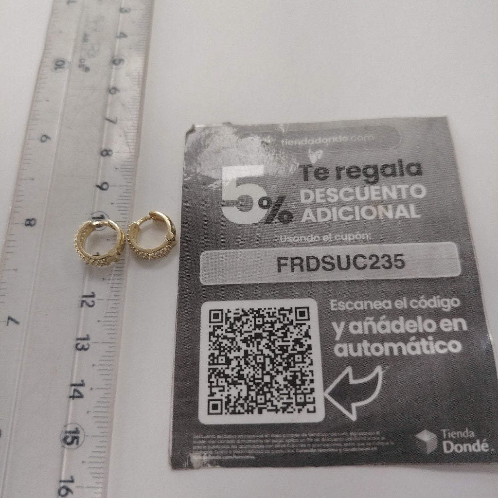 ARETES HUGGIE CON CIRCONIAS 14K 2.2 GR (NUEVO)