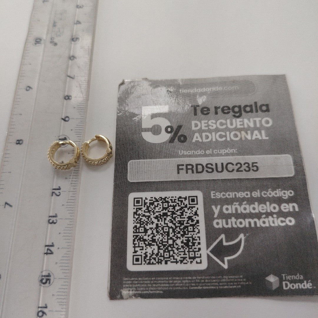 ARETES HUGGIE CON CIRCONIAS 14K 2.2 GR (NUEVO)