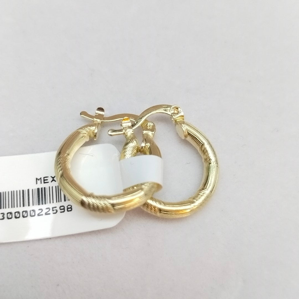 ARETES TEJIDO ARRACADAS CON DISEÑO 14K 2.6 GR (NUEVO)
