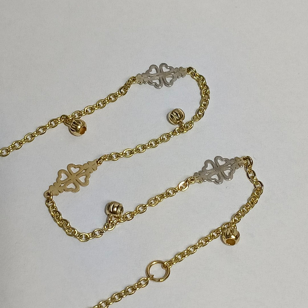 PULSERA ESPECIAL CON TREBOL 14K 18 CM 1.8 GR (NUEVO)