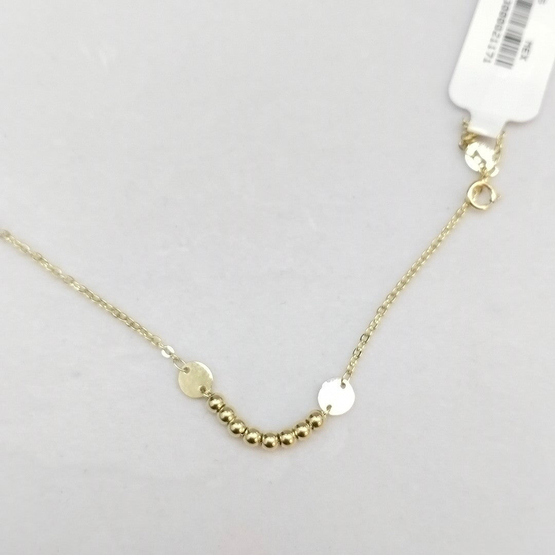 PULSERA TEJIDO ESPECIAL CON BOLITAS 14K 18 CM 1.8 GR (NUEVO)