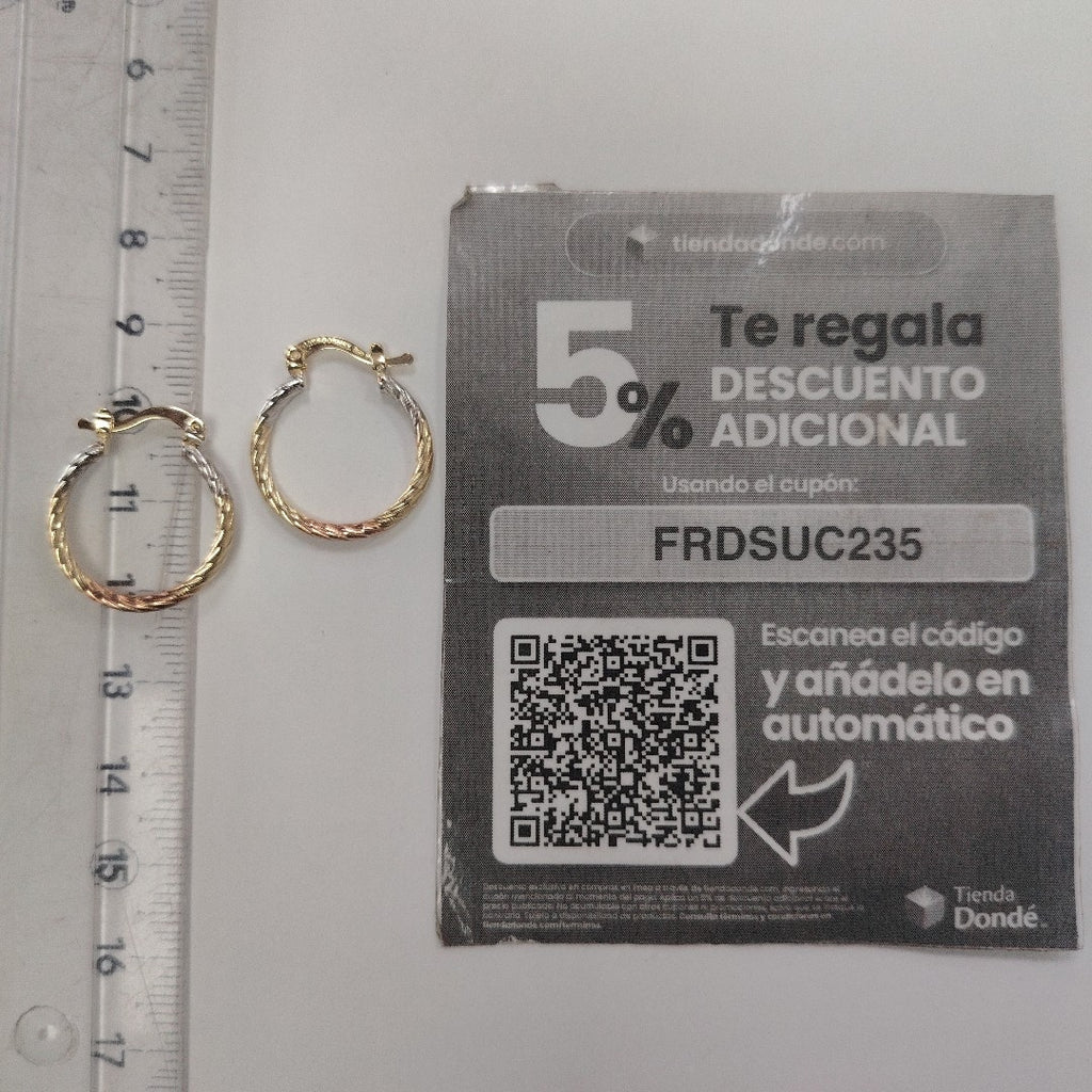 ARETES TEJIDO ARRACADAS TZL COMBINADAS 14K 1.8 GR (NUEVO)