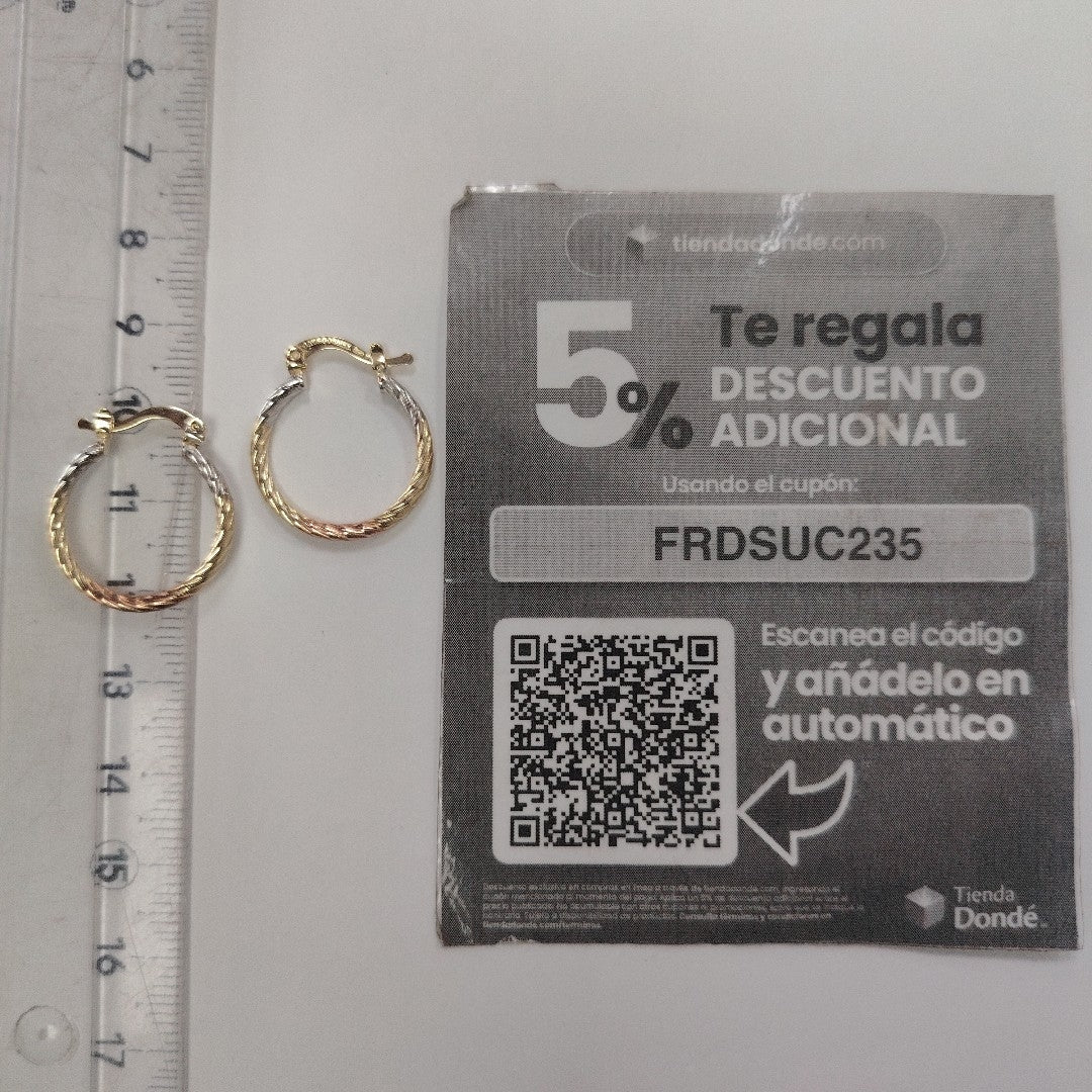 ARETES TEJIDO ARRACADAS TZL COMBINADAS 14K 1.8 GR (NUEVO)