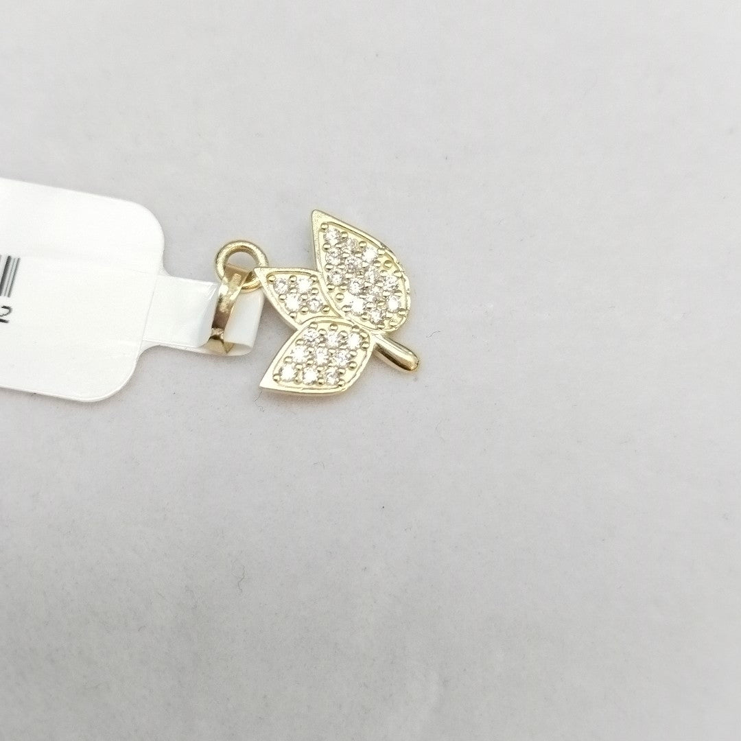 DIJE TEJIDO HOJAS CON CIRCONIAS 14K 1 GR (NUEVO)