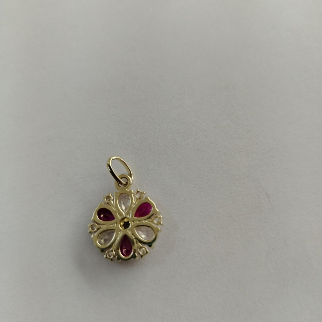 DIJE FLOR CIRCONIAS Y PIEDRAS DE COLOR 14K 2.8 GR (NUEVO)