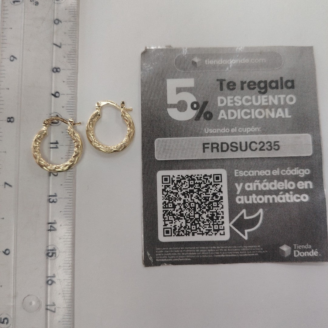 ARETES TEJIDO ARRACADAS ASTRIADAS 14K 1.9 GR (NUEVO)