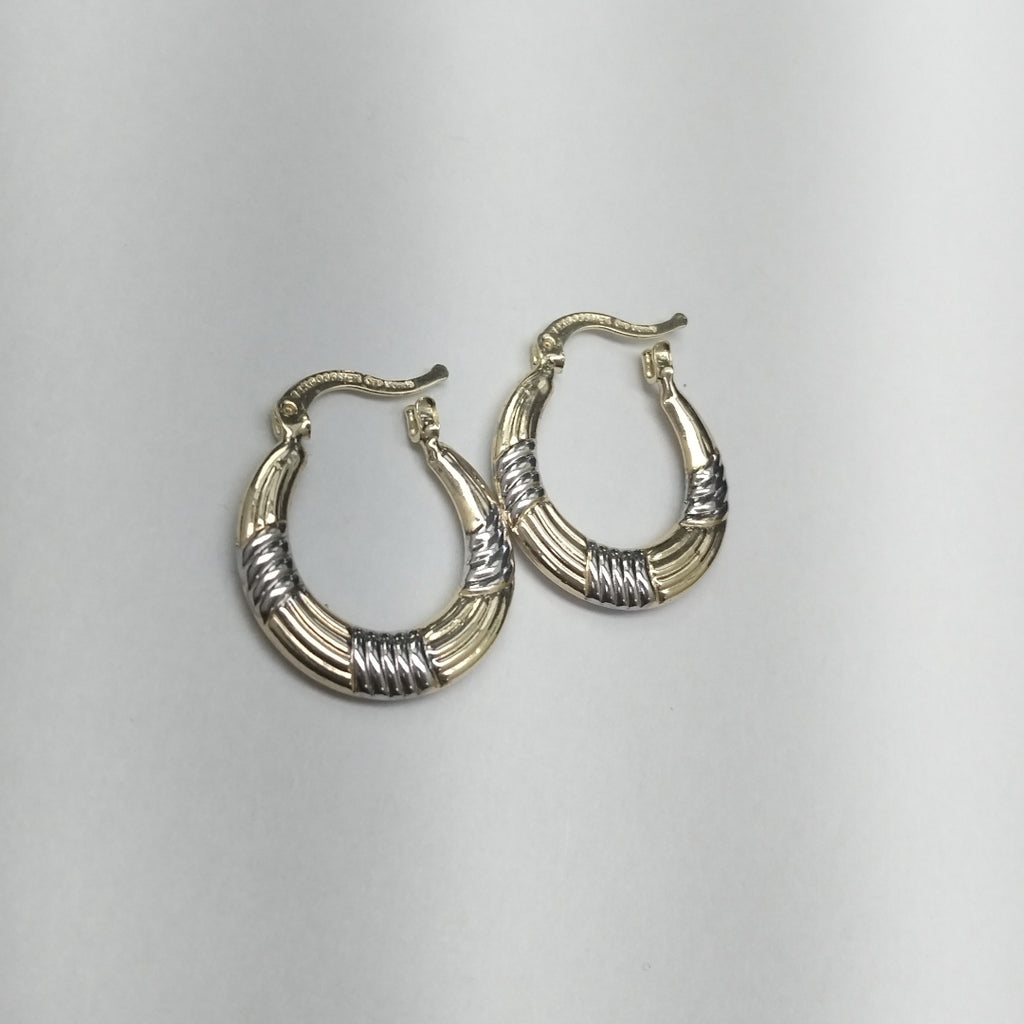 ARETES TEJIDO ARRACADAS COMBINADAS HUECAS 14K 2 GR (NUEVO)
