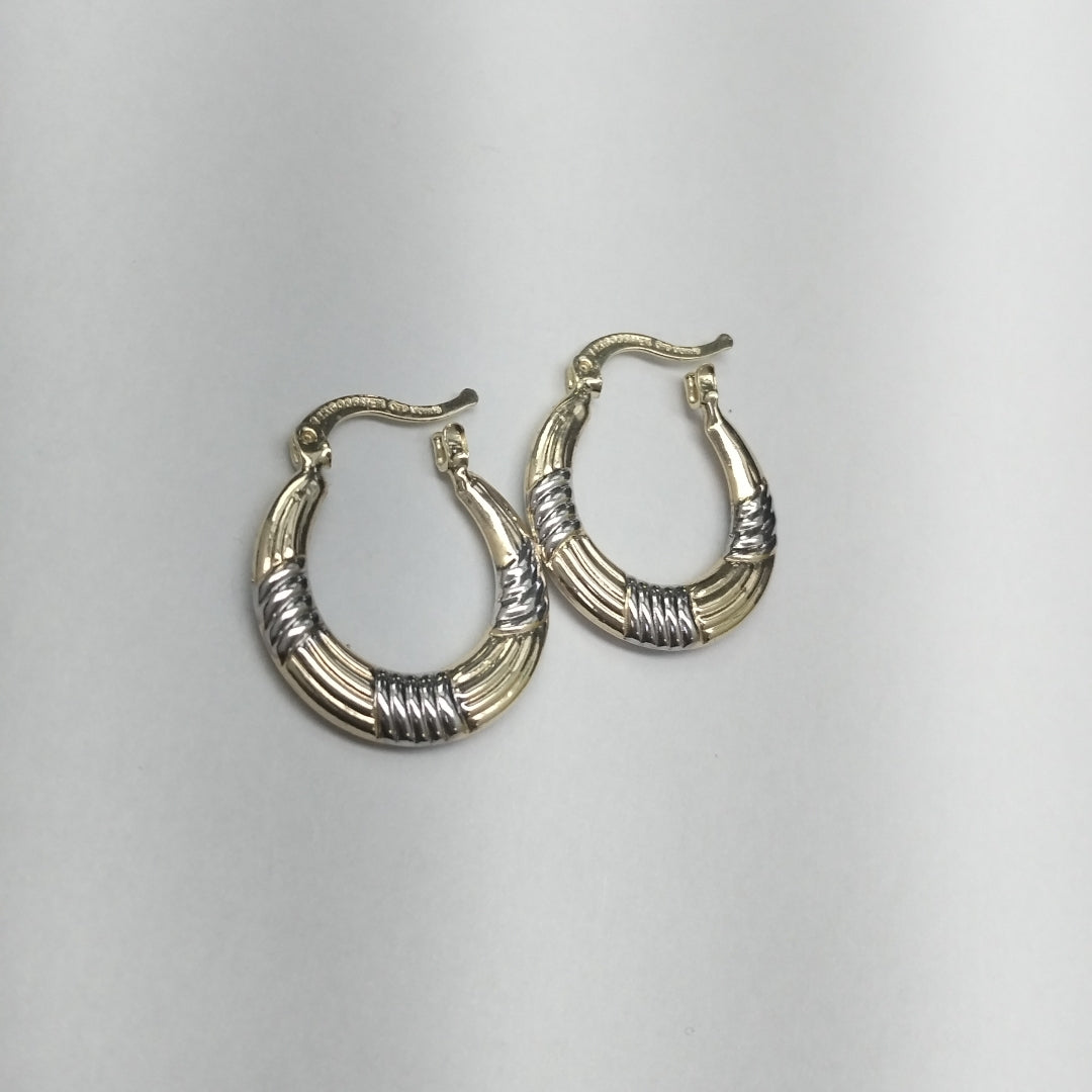 ARETES TEJIDO ARRACADAS COMBINADAS HUECAS 14K 2 GR (NUEVO)