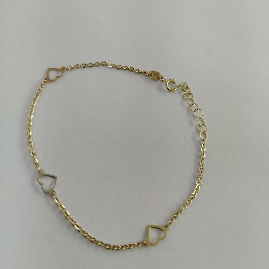 PULSERA ESPECIAL CON CORAZONES 10K 18 CM 1.3 GR (NUEVO)