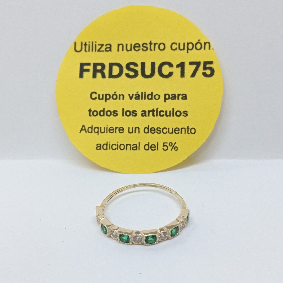 ANILLOS TEJIDO ANILLITO C CIRCONIAS Y PIEDRAS VERDES 14K 9 1.4 GR (NUEVO)