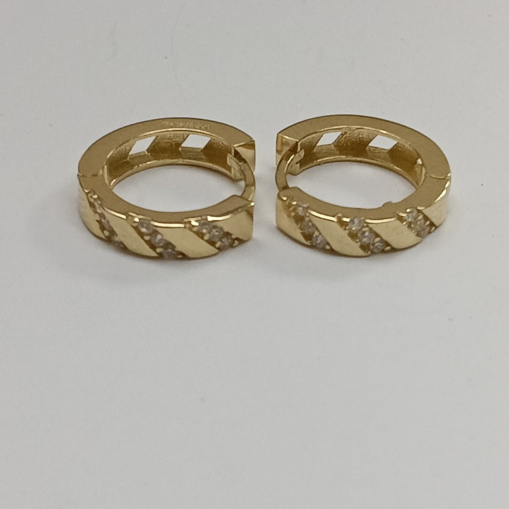 ARETES HUGGIES CON CIRCONIAS 14K 2.2 GR (NUEVO)
