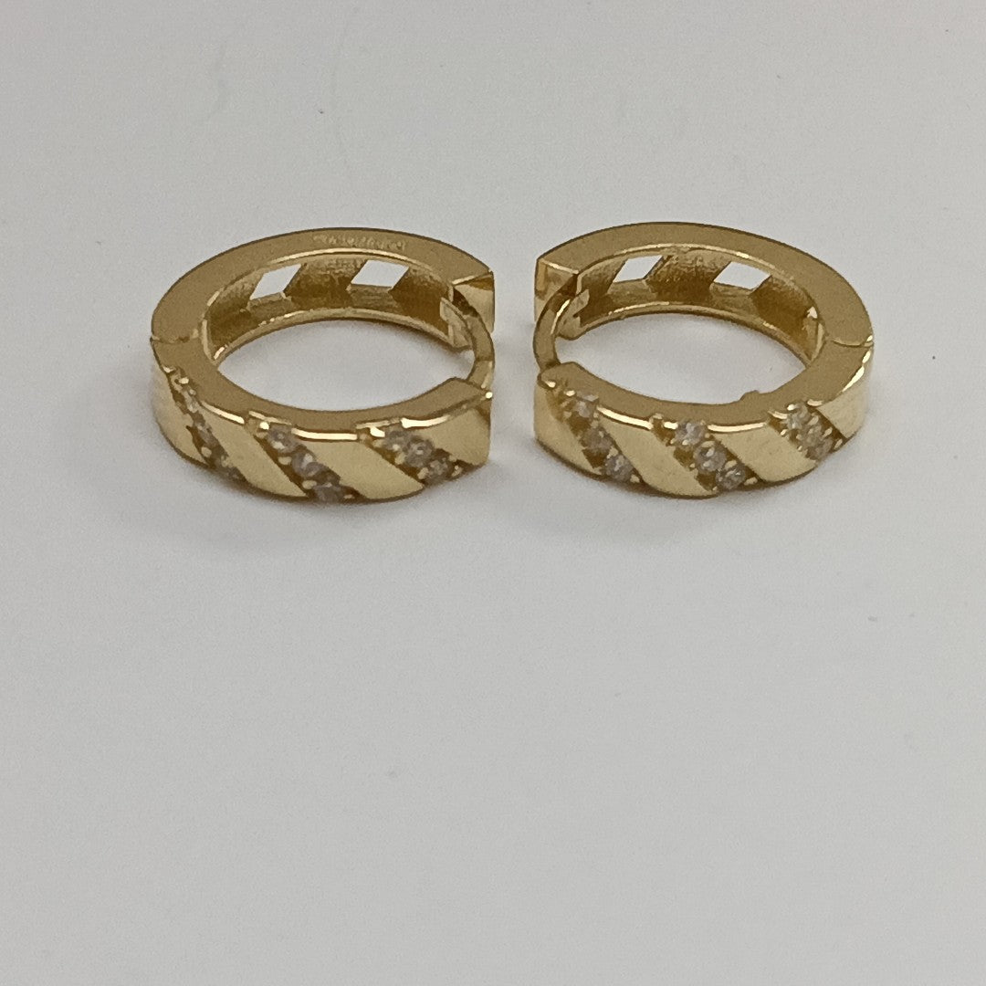 ARETES HUGGIES CON CIRCONIAS 14K 2.2 GR (NUEVO)