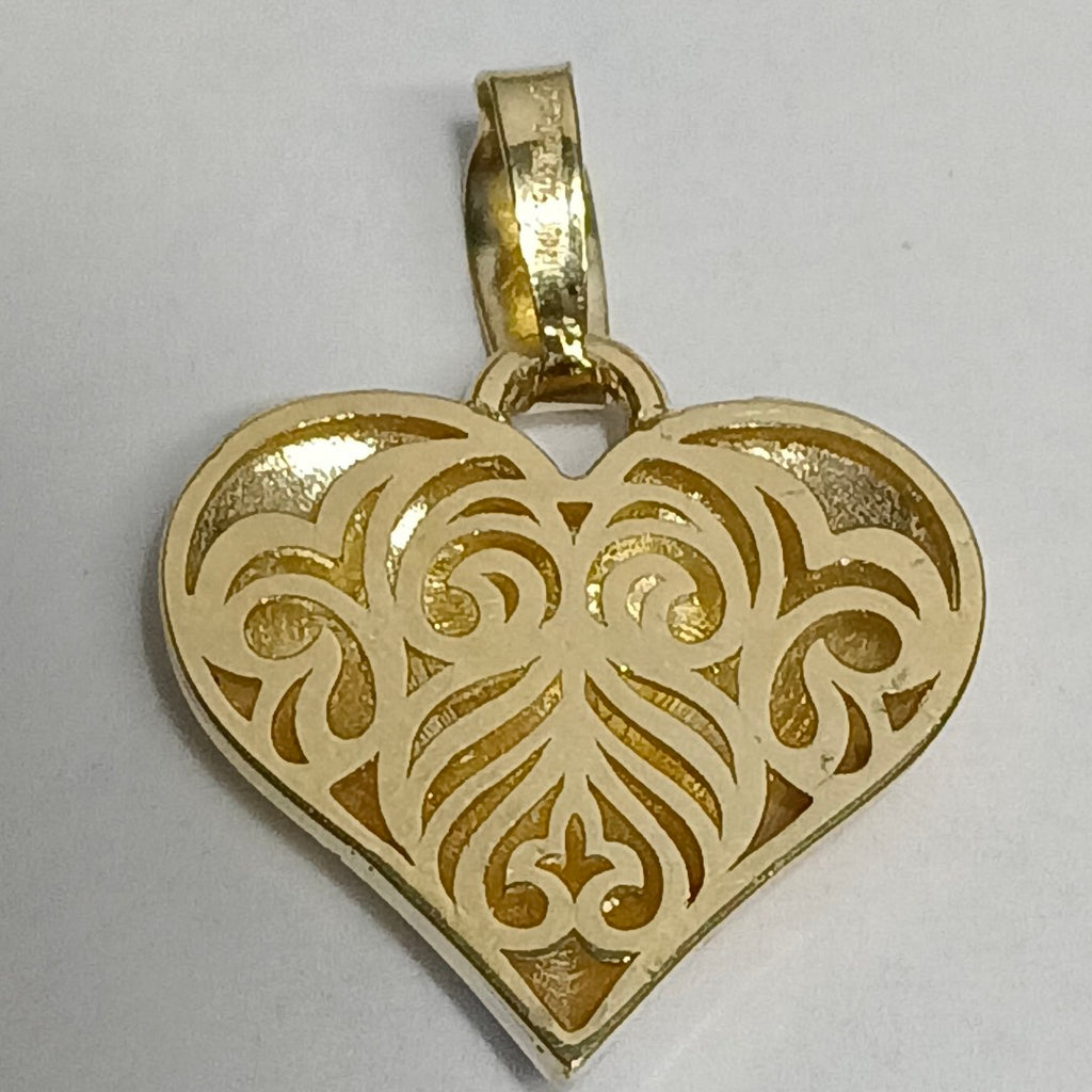 DIJE TEJIDO CORAZON LABRADO COMBINADO 14K 1.2 GR (NUEVO)