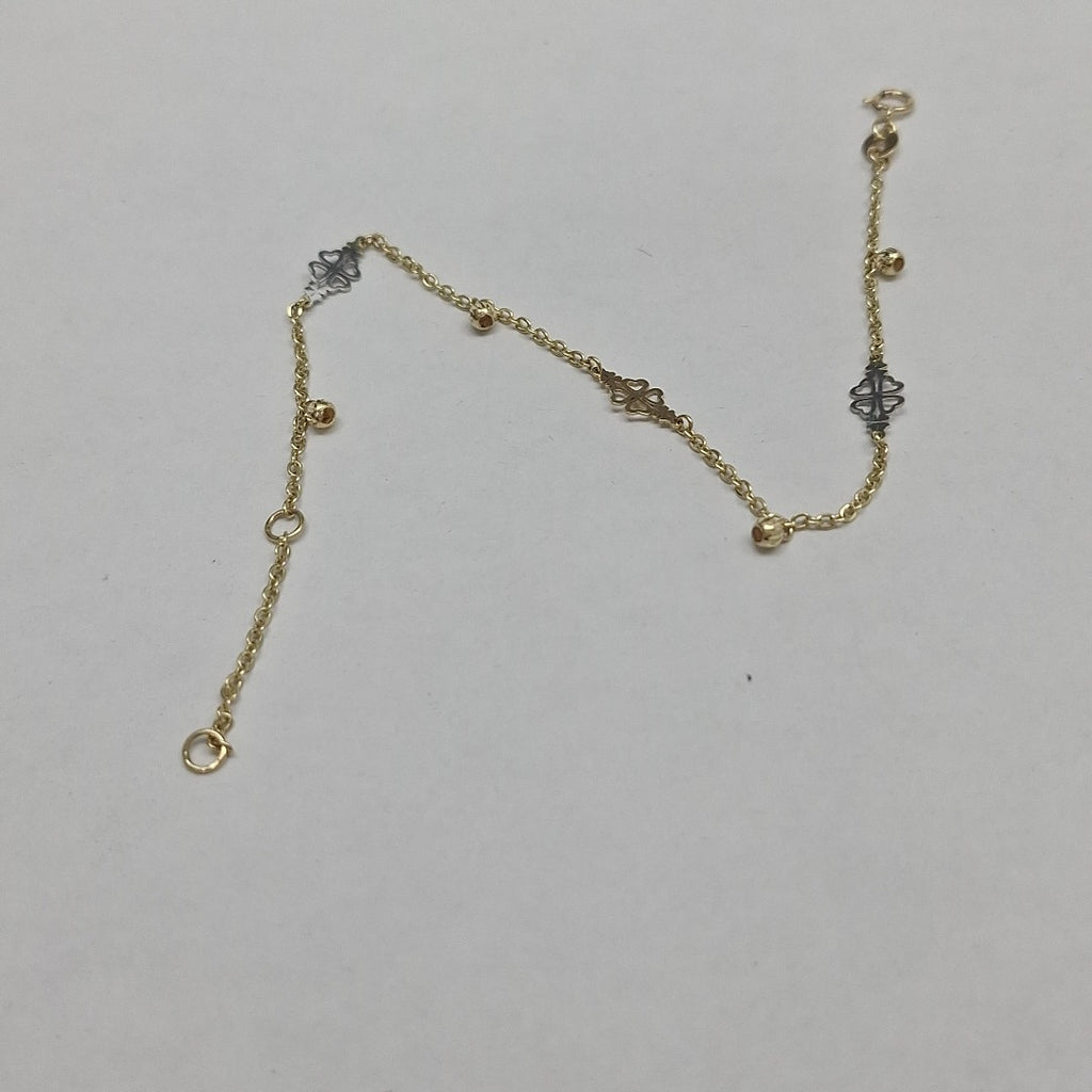 PULSERA ESPECIAL CON TREBOL 14K 18 CM 1.8 GR (NUEVO)