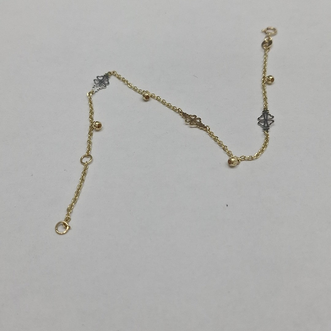 PULSERA ESPECIAL CON TREBOL 14K 18 CM 1.8 GR (NUEVO)