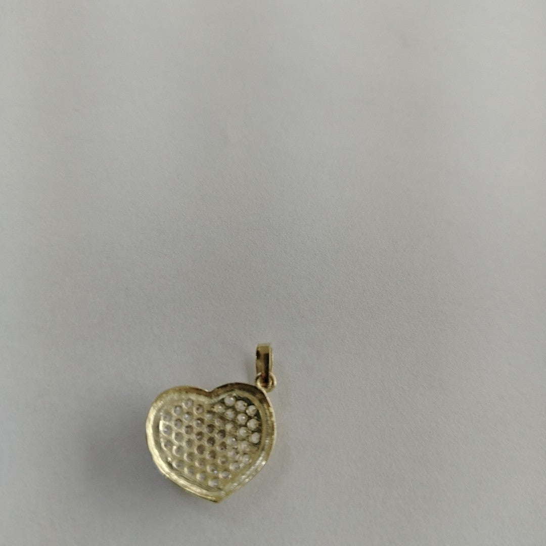 DIJE TEJIDO CORAZON CON CIRCONIAS 14K 1.7 GR (NUEVO)