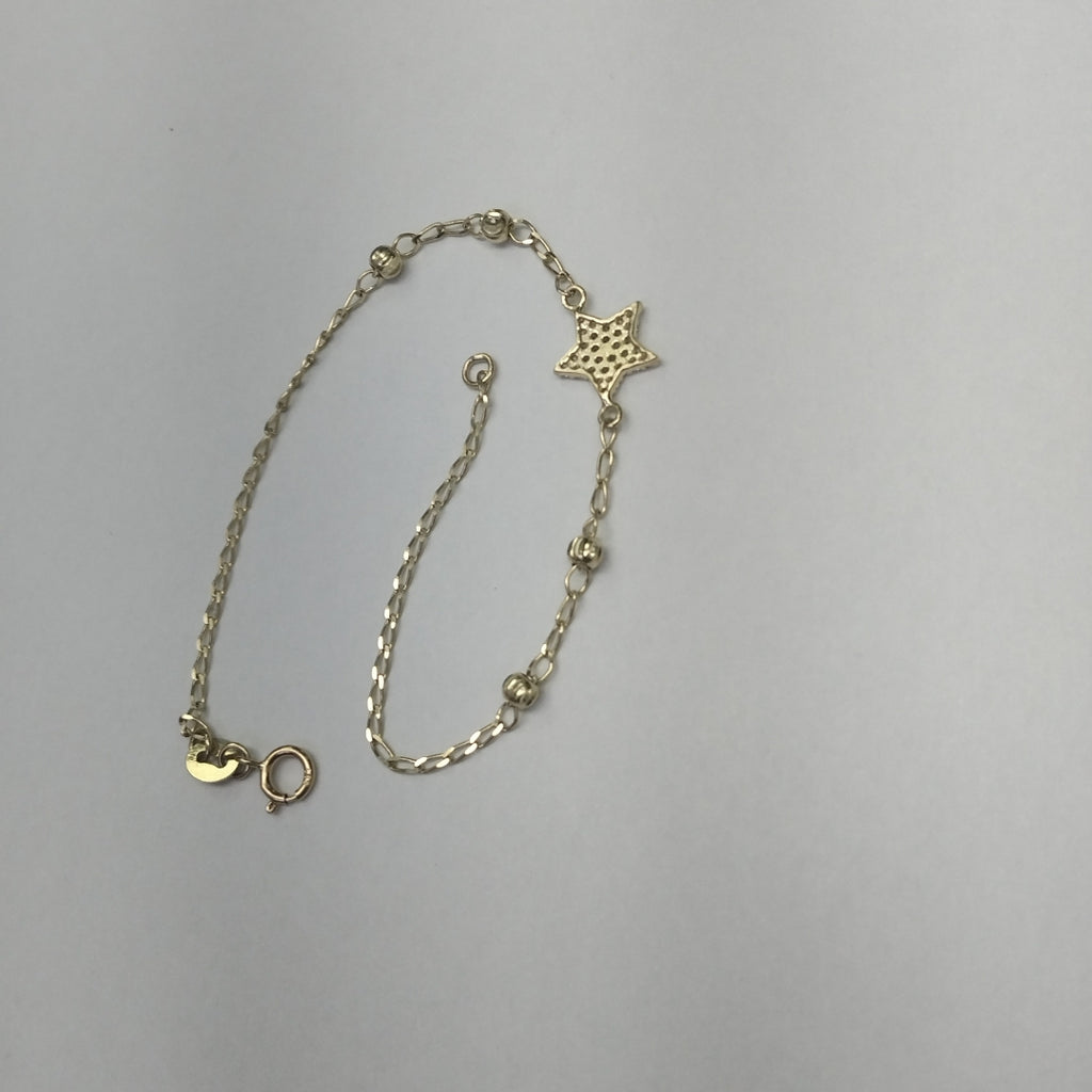 PULSERA ESPECIAL CON ESTRELLA Y CIRCONIAS 14K 18 CM 1.5 GR (NUEVO)