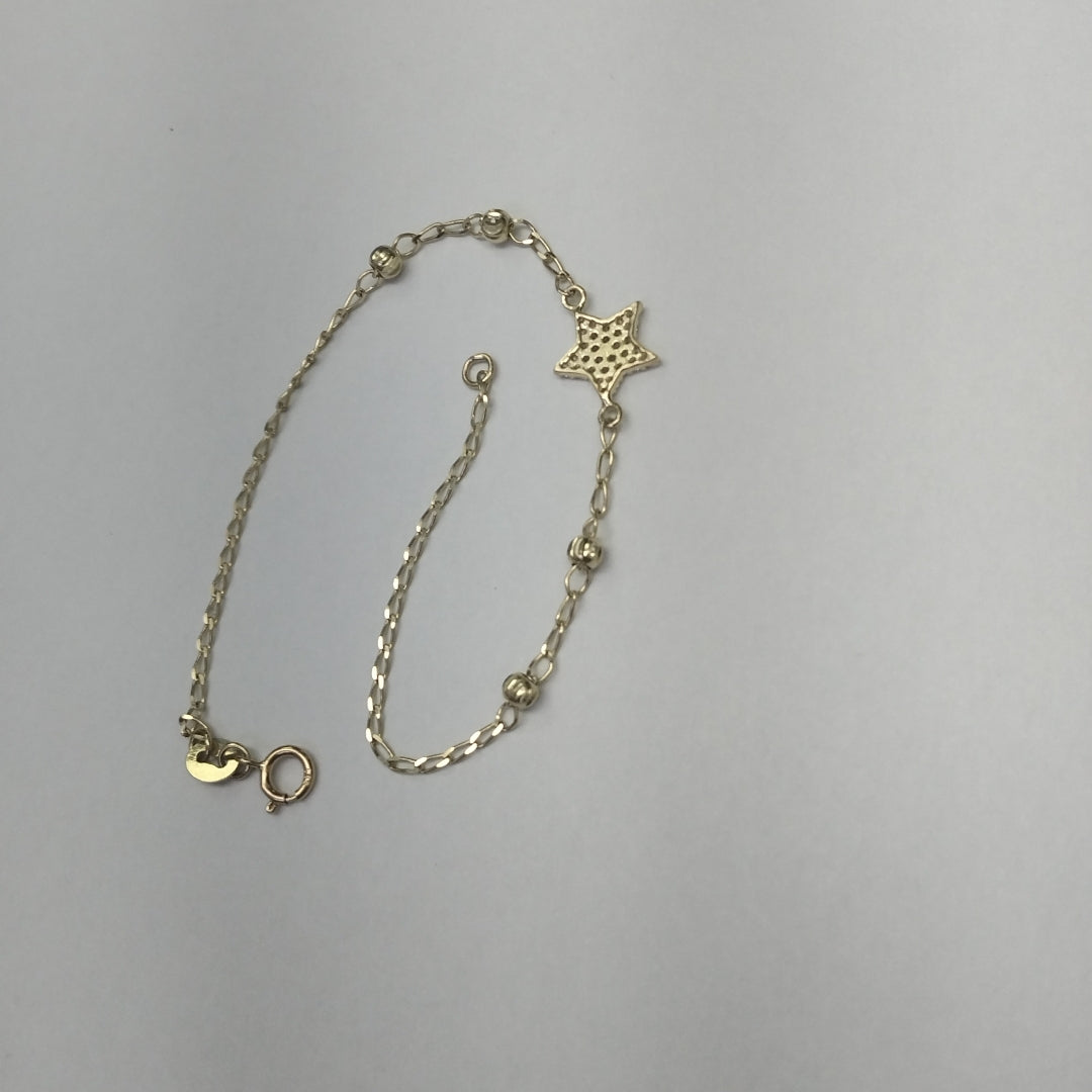 PULSERA ESPECIAL CON ESTRELLA Y CIRCONIAS 14K 18 CM 1.5 GR (NUEVO)