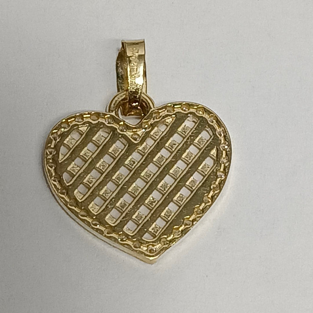 DIJE TEJIDO CORAZON CON CERCO DE CIRCONIAS 14K 1.2 GR (NUEVO)