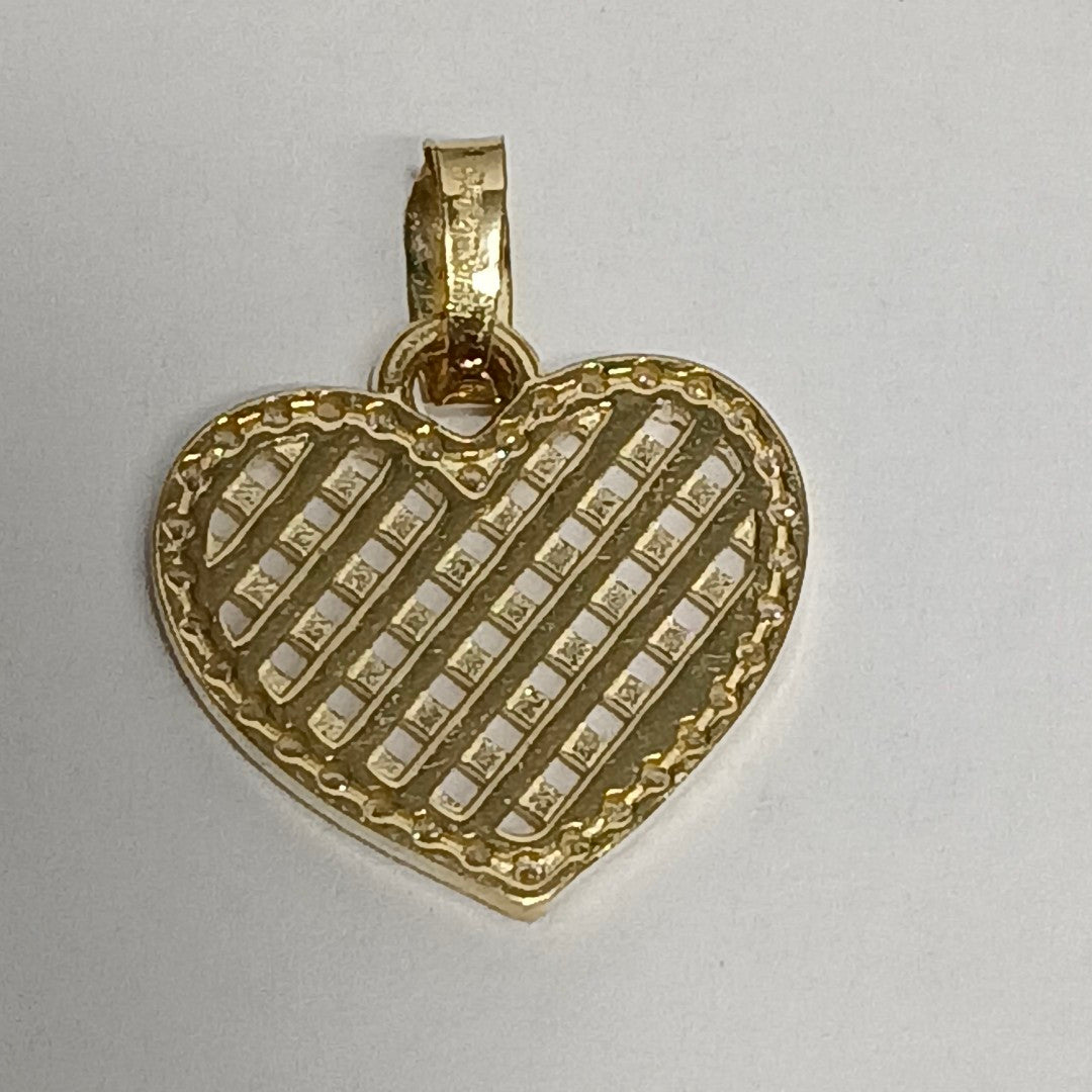 DIJE TEJIDO CORAZON CON CERCO DE CIRCONIAS 14K 1.2 GR (NUEVO)