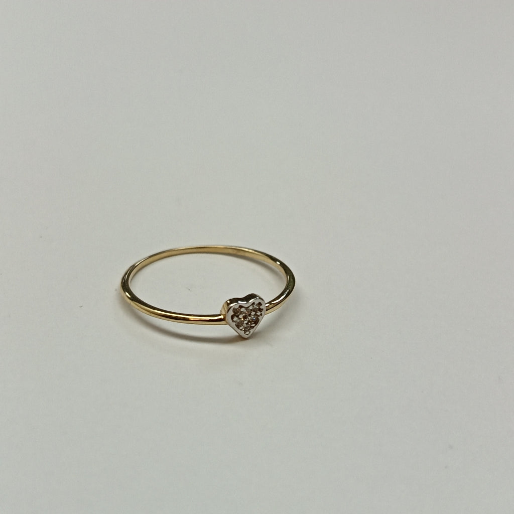 ANILLO ANILLITO CORAZON C CIRCONIA 14K 8 TALLA 0.8 GR (NUEVO)