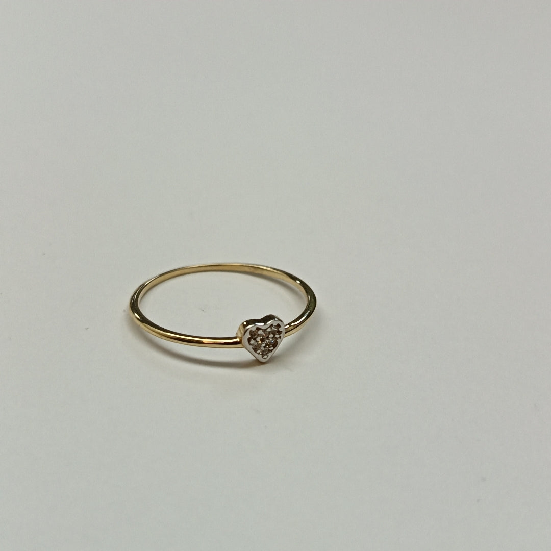 ANILLO ANILLITO CORAZON C CIRCONIA 14K 8 TALLA 0.8 GR (NUEVO)