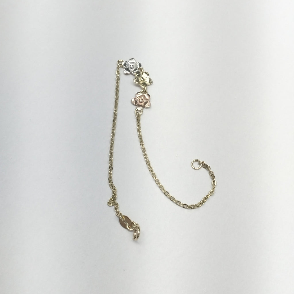 PULSERA TEJIDO ESPECIAL FIG FLORES 14K 18 CM 2.1 GR (NUEVO)
