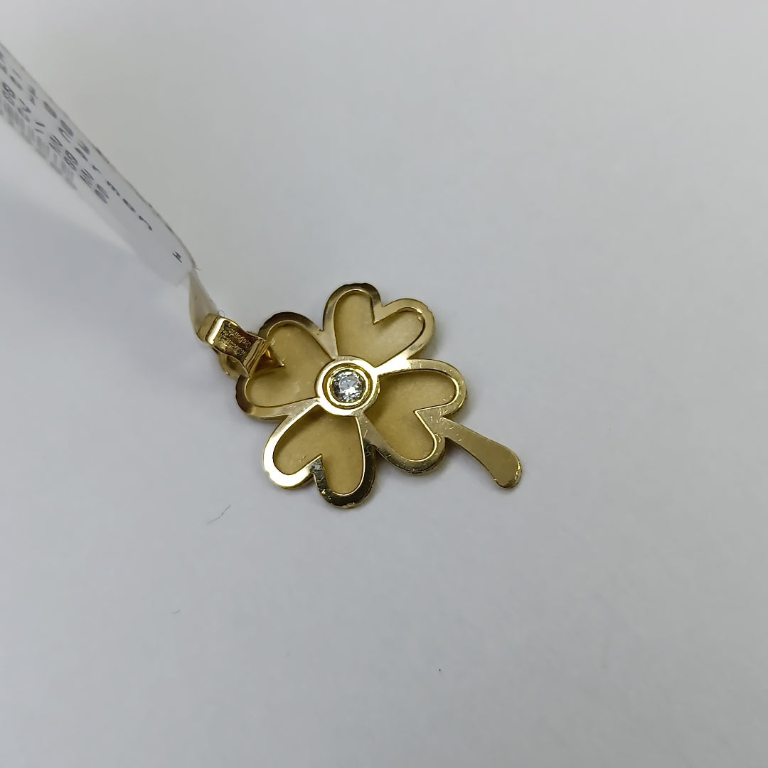 DIJE FIG TREBOL C CIRCONIA 14K 0.8 GR (NUEVO)