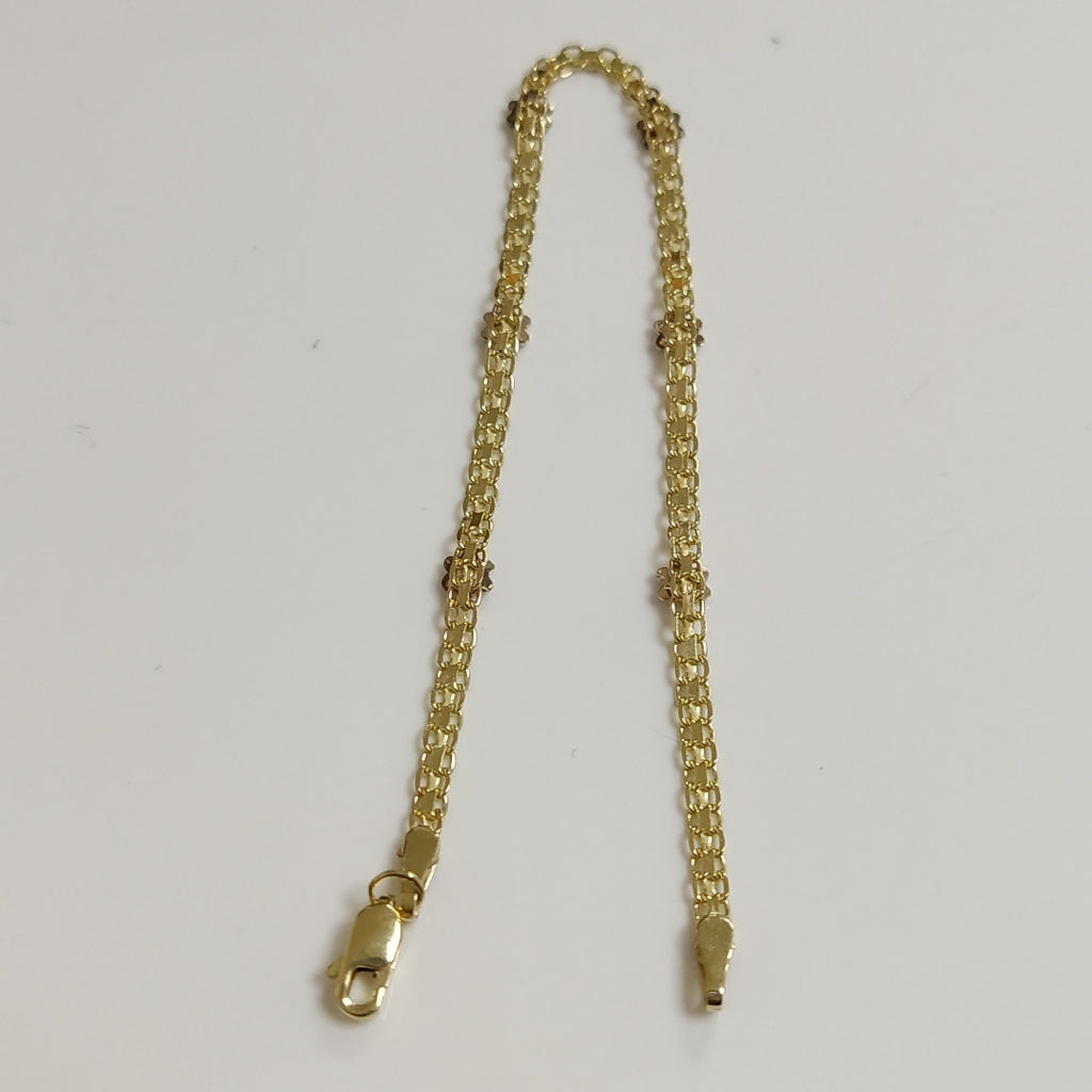 PULSERA ESPECIAL C FLORES 14K 18 CM 3 GR (NUEVO)