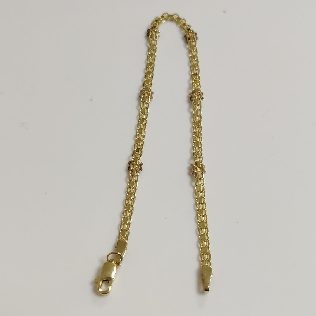 PULSERA ESPECIAL C FLORES 14K 18 CM 3 GR (NUEVO)