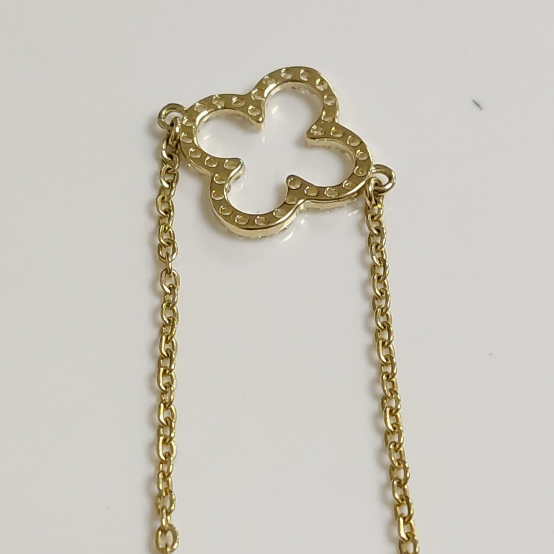 PULSERA TEJIDO ESPECIAL C CIRCONIAS 14K 18 CM 1.8 GR (NUEVO)