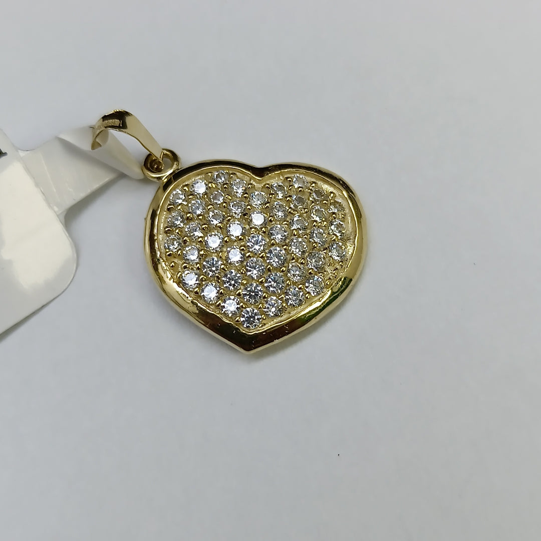 DIJE TEJIDO CORAZON CON CIRCONIAS 14K 1.7 GR (NUEVO)