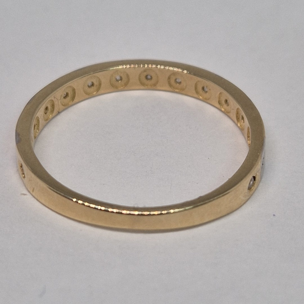 ANILLO ANILLITO C CIRCONIAS COMBINADO 14K 8 TALLA 2 GR (NUEVO)