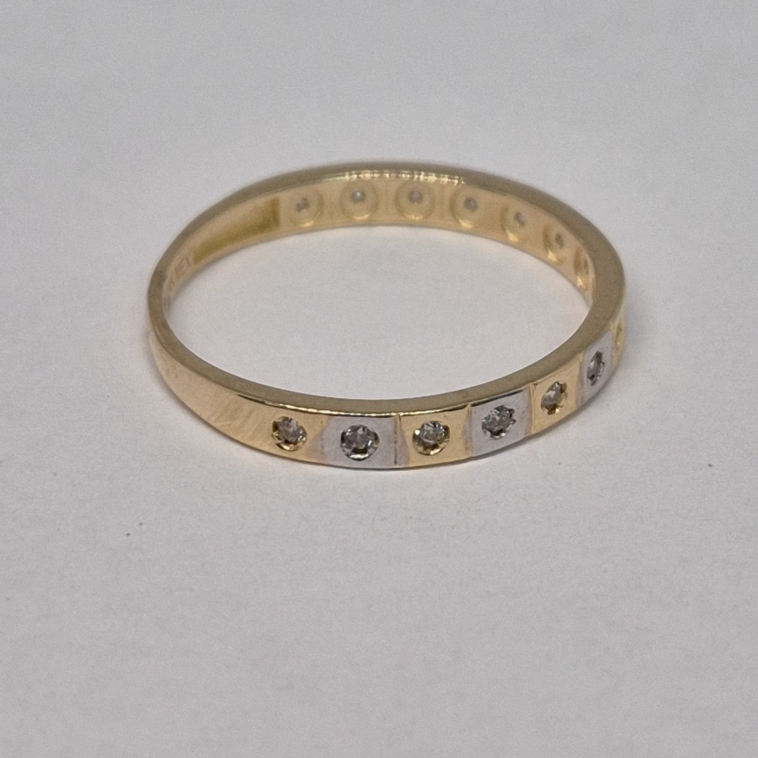 ANILLO ANILLITO C CIRCONIAS COMBINADO 14K 9 TALLA 2.1 GR (NUEVO)