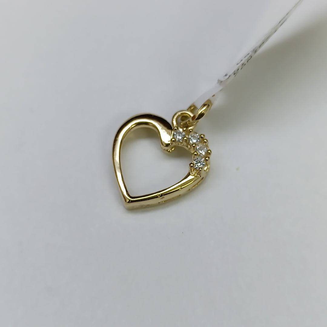 DIJE CORAZON CON CIRCONIAS 14K 1.4 GR (NUEVO)