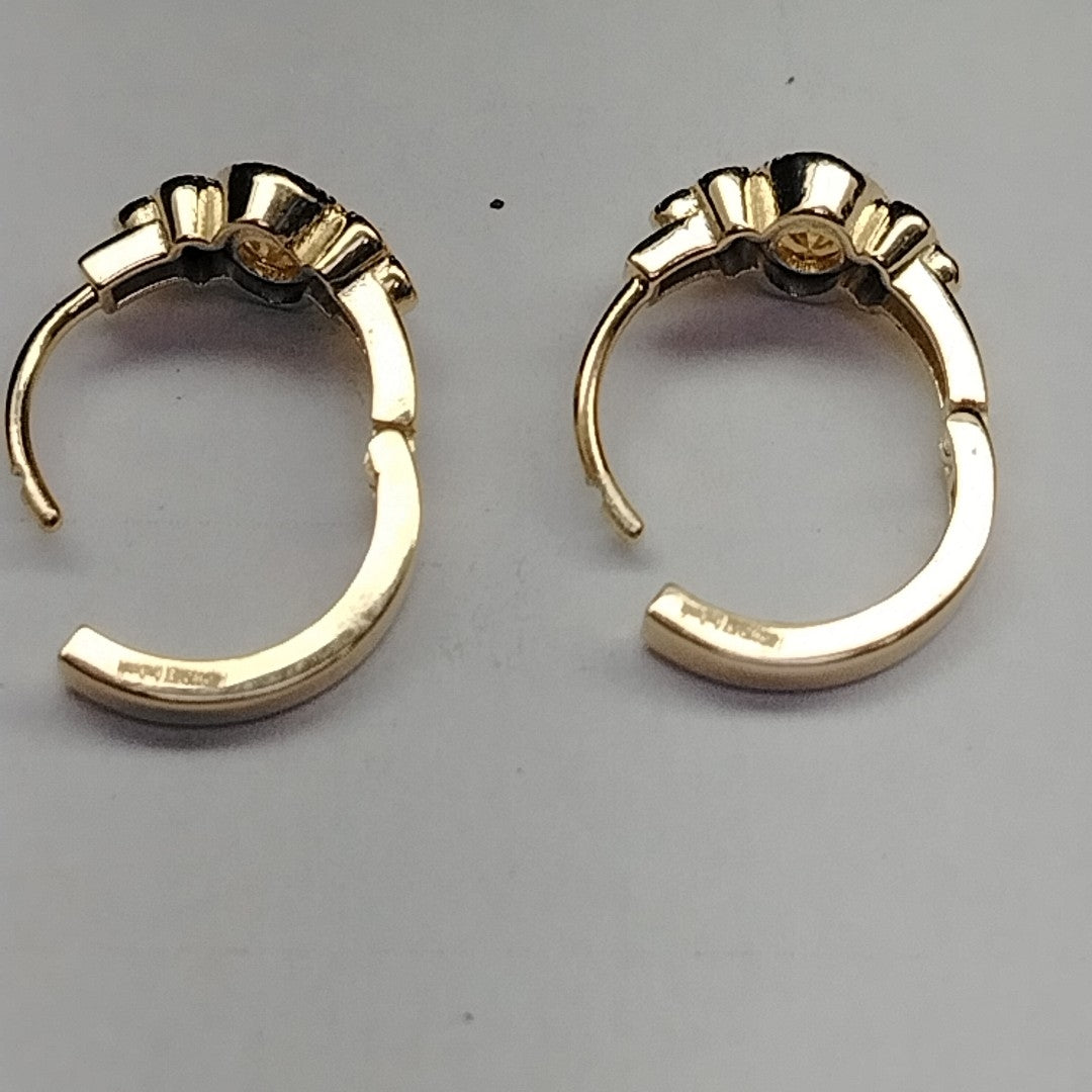 ARETES ARRACADAS CON CIRCONIAS Y PDRAS COL 14K 3.2 GR (NUEVO)