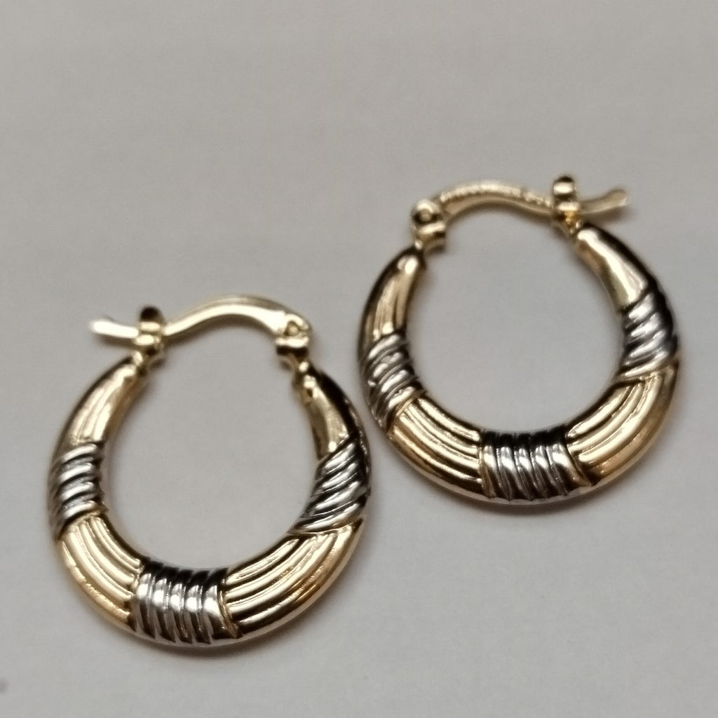 ARETES TEJIDO ARRACADAS COMBINADAS HUECAS 14K 2.1 GR (NUEVO)