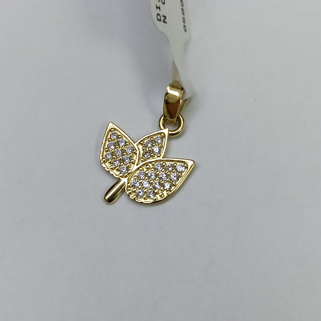DIJE TEJIDO HOJAS CON CIRCONIAS 14K 1 GR (NUEVO)