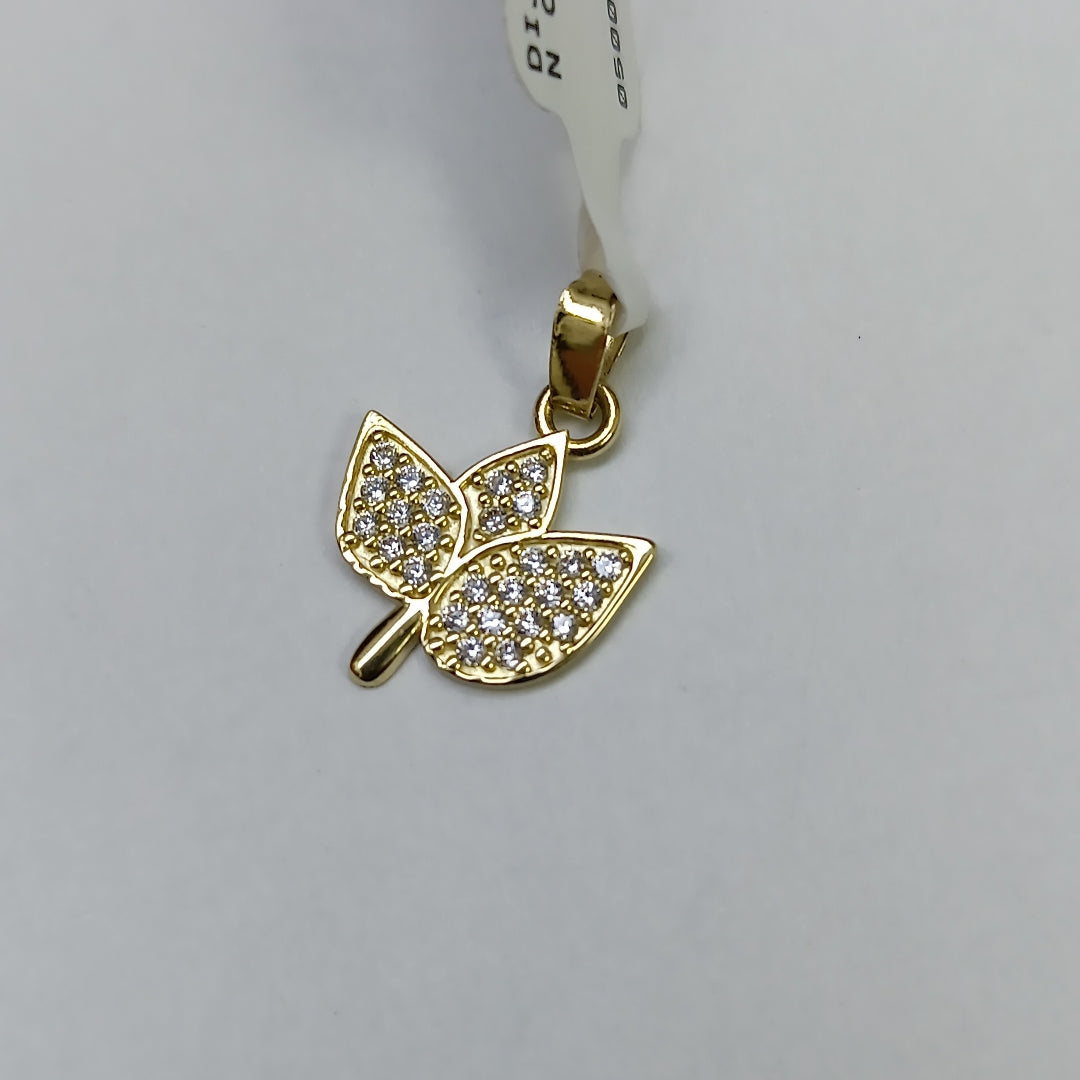 DIJE TEJIDO HOJAS CON CIRCONIAS 14K 1 GR (NUEVO)