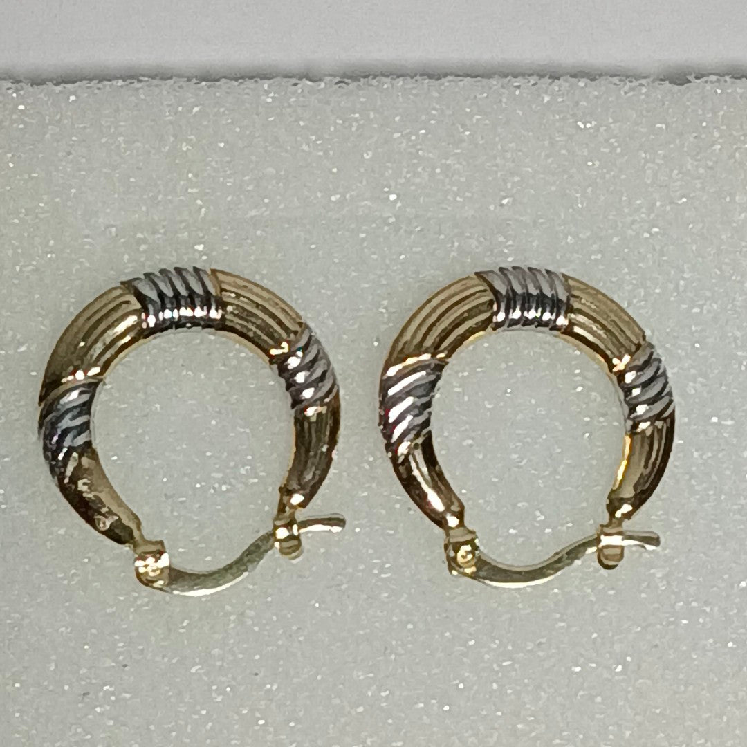 ARETES TEJIDO ARRACADAS COMBINADAS HUECAS 14K 2 GR (NUEVO)